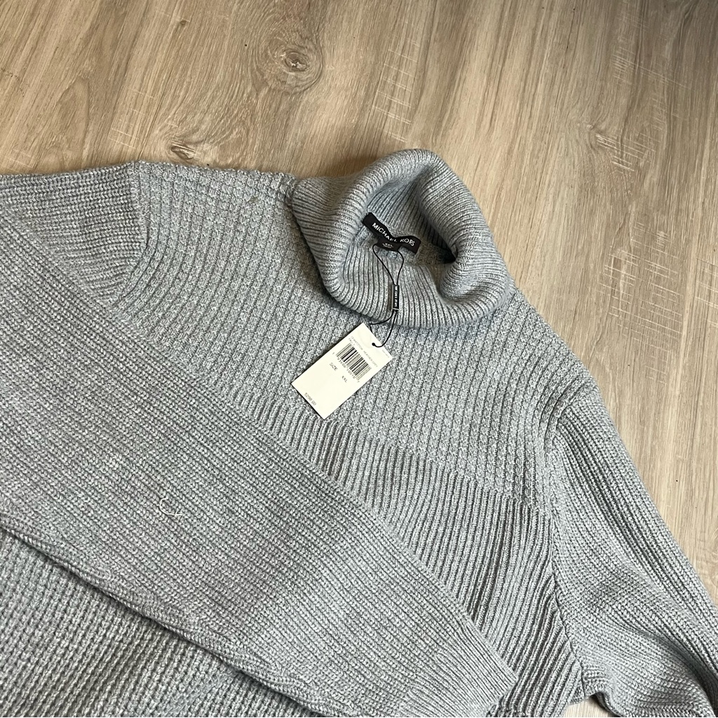 Women’s Micheal Kors Cable Knit Chunky Heavyweight Gray Turtleneck Sweater Sz 2x
